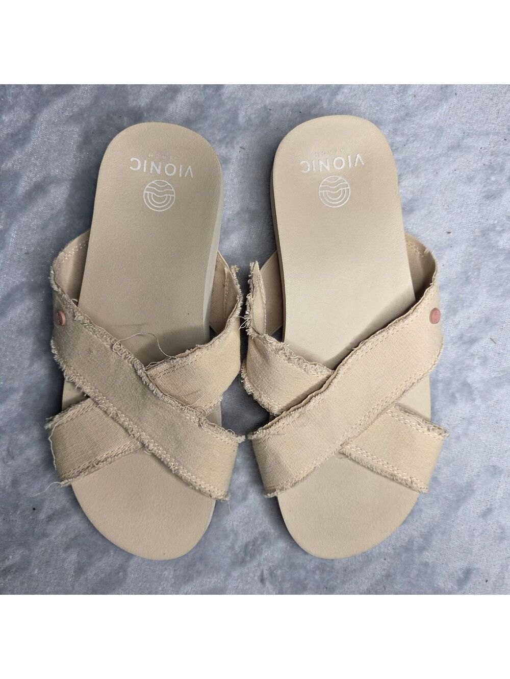Vionic Boardwalk Panama Sandals Semolina Beige Womens Sz 9